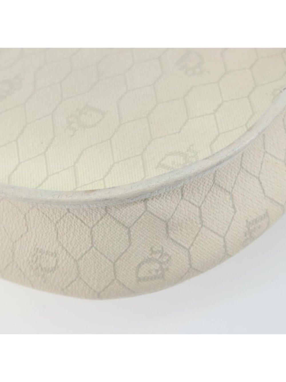 Authentic Christian Dior Honeycomb Canvas Chain Shoulder Bag PVC White Gold - Picture 4 of 16